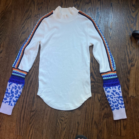 Free People Women Mock Neck Switch It Up Thermal Sweater, Ivory Medium - Picture 4 of 15